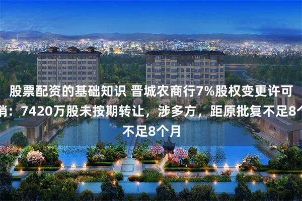 股票配资的基础知识 晋城农商行7%股权变更许可注销：7420万股未按期转让，涉多方，距原批复不足8个月