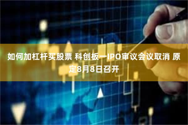 如何加杠杆买股票 科创板一IPO审议会议取消 原定8月8日召开